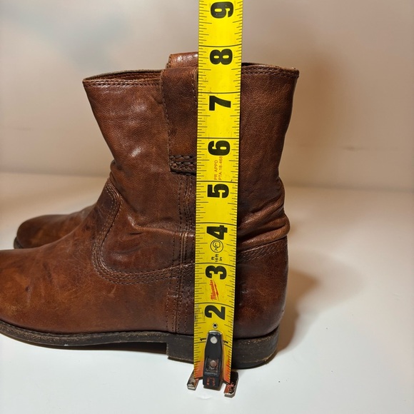 Frye Anna Shortie Distressed Brown Leather Size 7 M Slouch Ankle Boots Boho - Picture 11 of 13